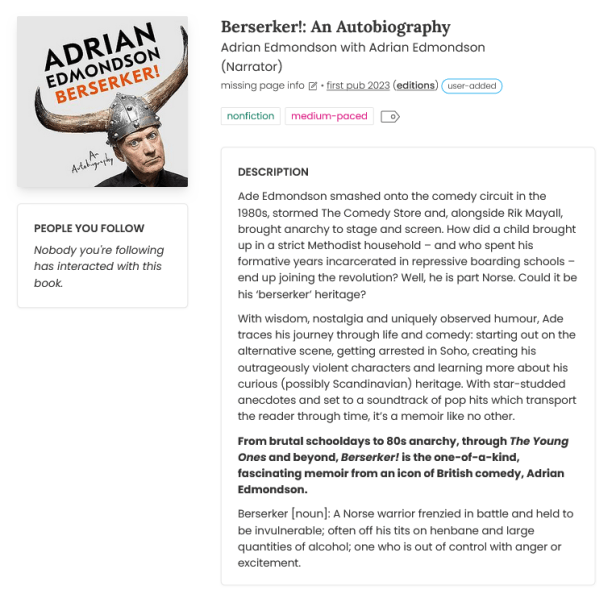 Berserker! An Autobiography by Adrian Edmondson