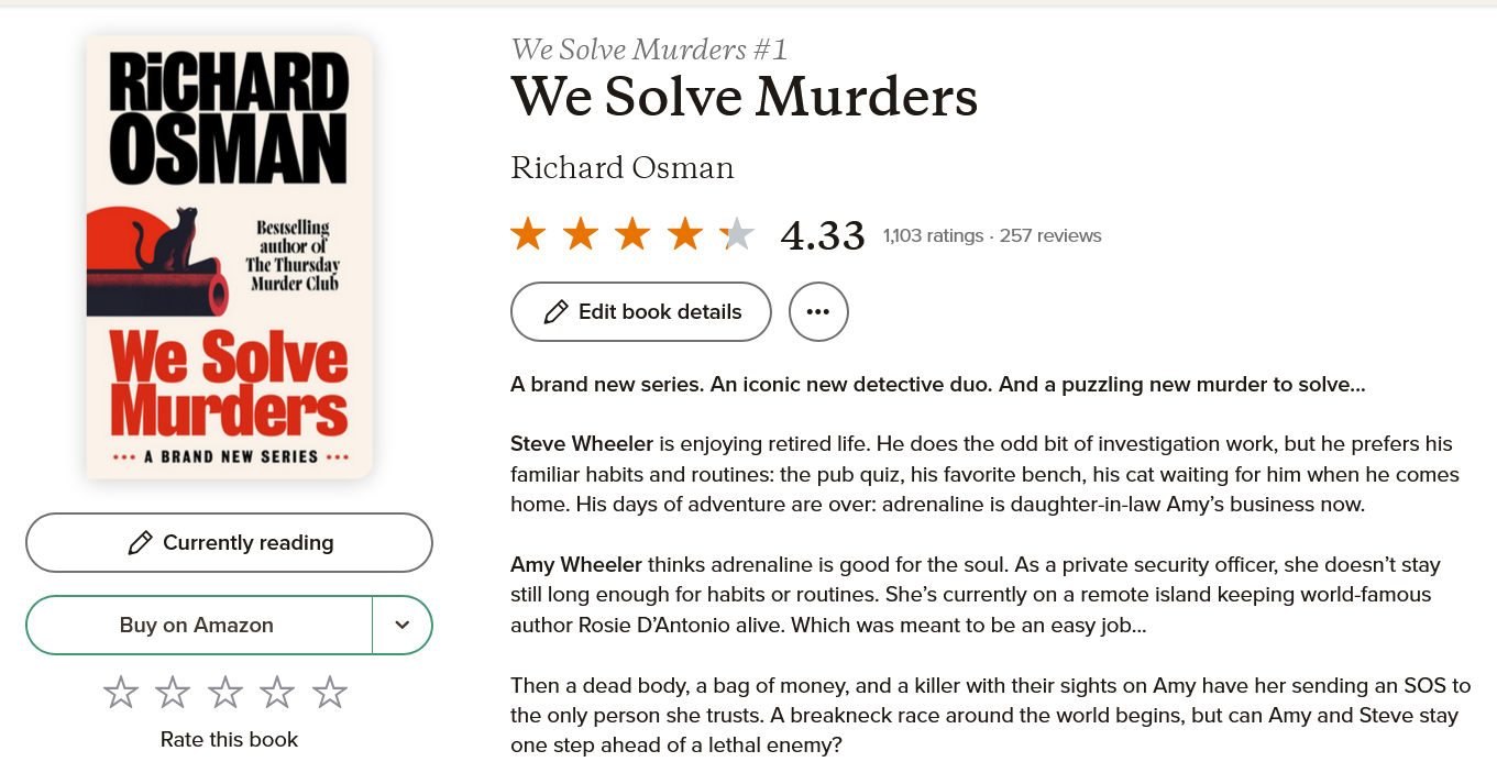 We Solve Murders (We Solve Murders #1) by Richard Osman Goodreads
