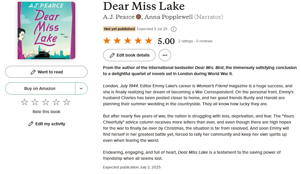 Screenshot 2025-02-16 at 18-32-45 Dear Miss Lake (The Emmy Lake Chronicles #4) by A.J. Pearce Goodreads