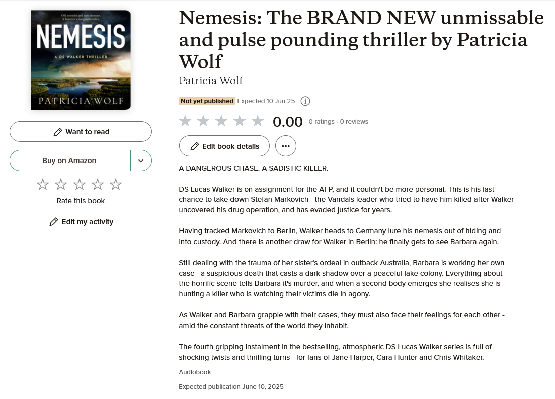 Nemesis The BRAND NEW unmissable and pulse pounding thriller by Patricia Wolf